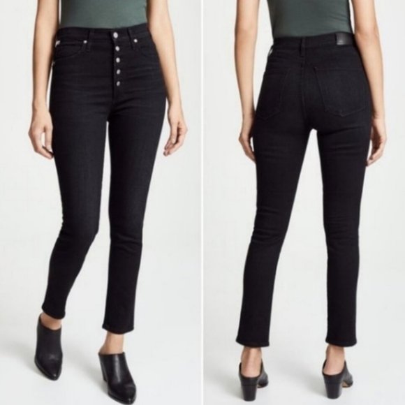 CITIZENS OF HUMANITY OLIVIA PETITE HIGH RISE SLIM ANKLE BLACK BUTTON FLY JEANS - Picture 6 of 14